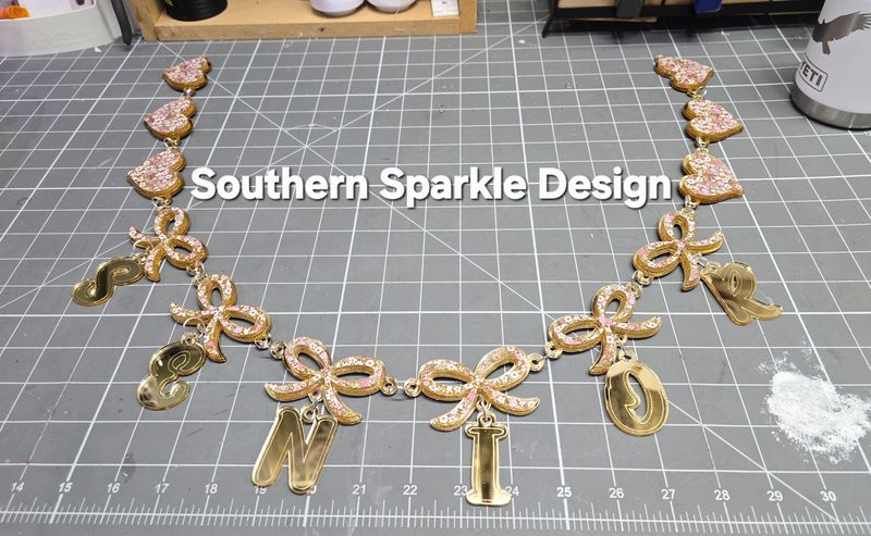 Senior drape with bows