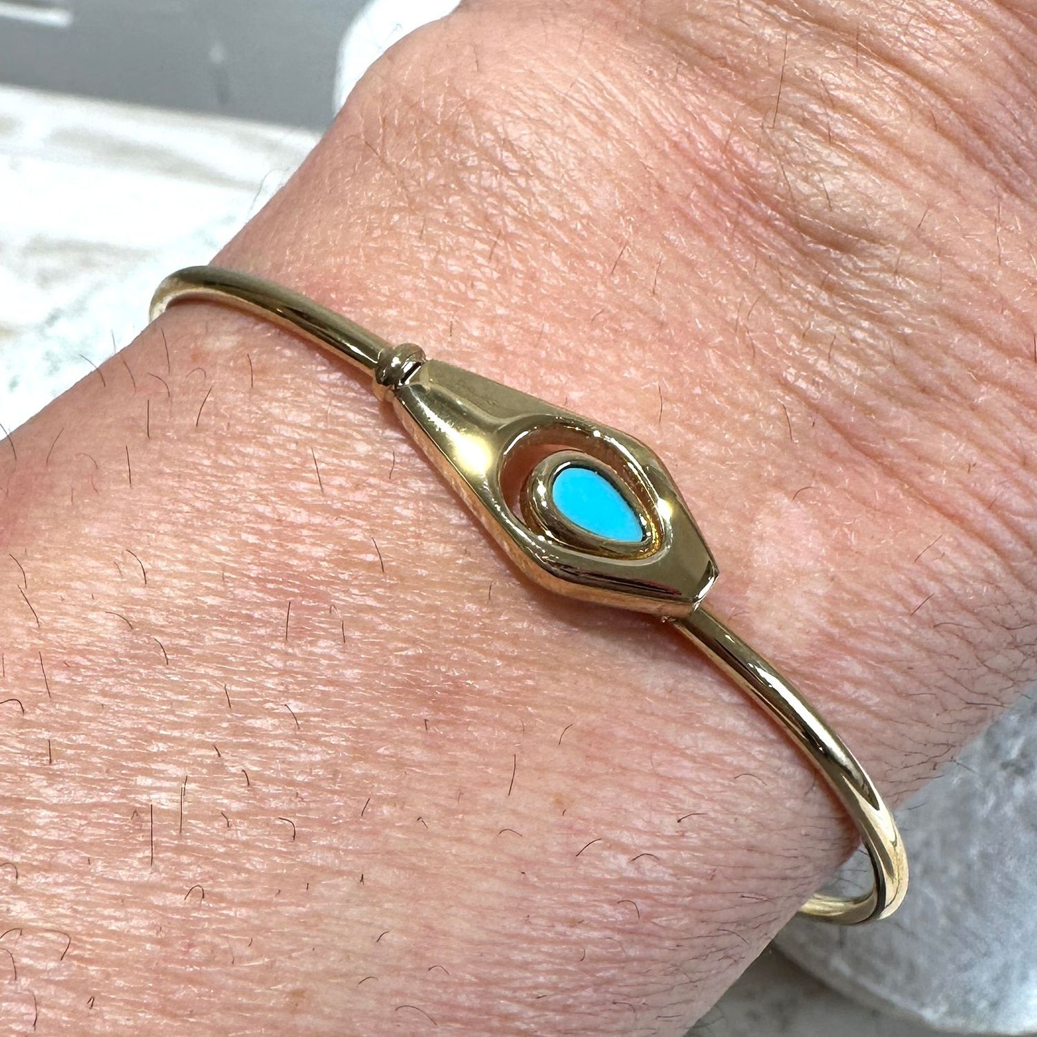 Bracciale rigido in acciaio placcato con turchese-Zag Bijoux