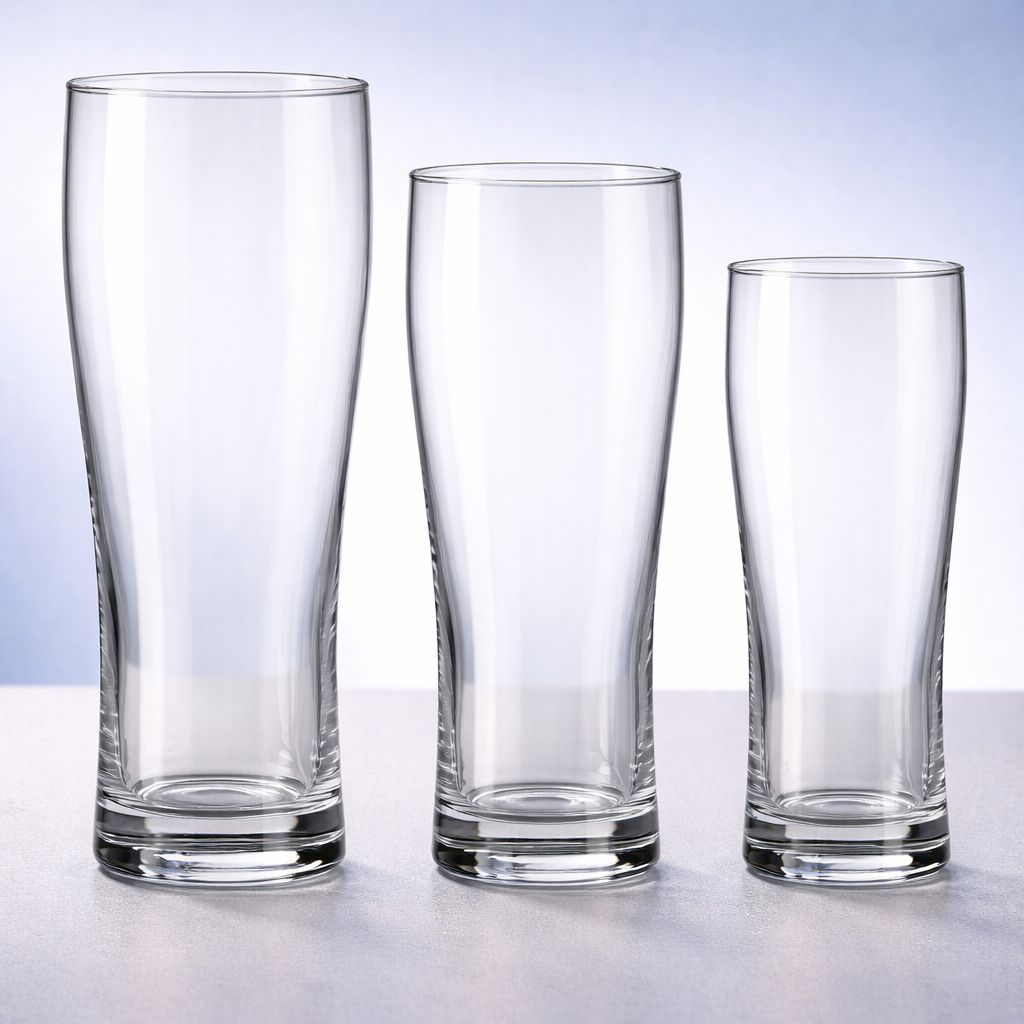 Bierglas Willi Stutzen aus Klarglas in drei Größen