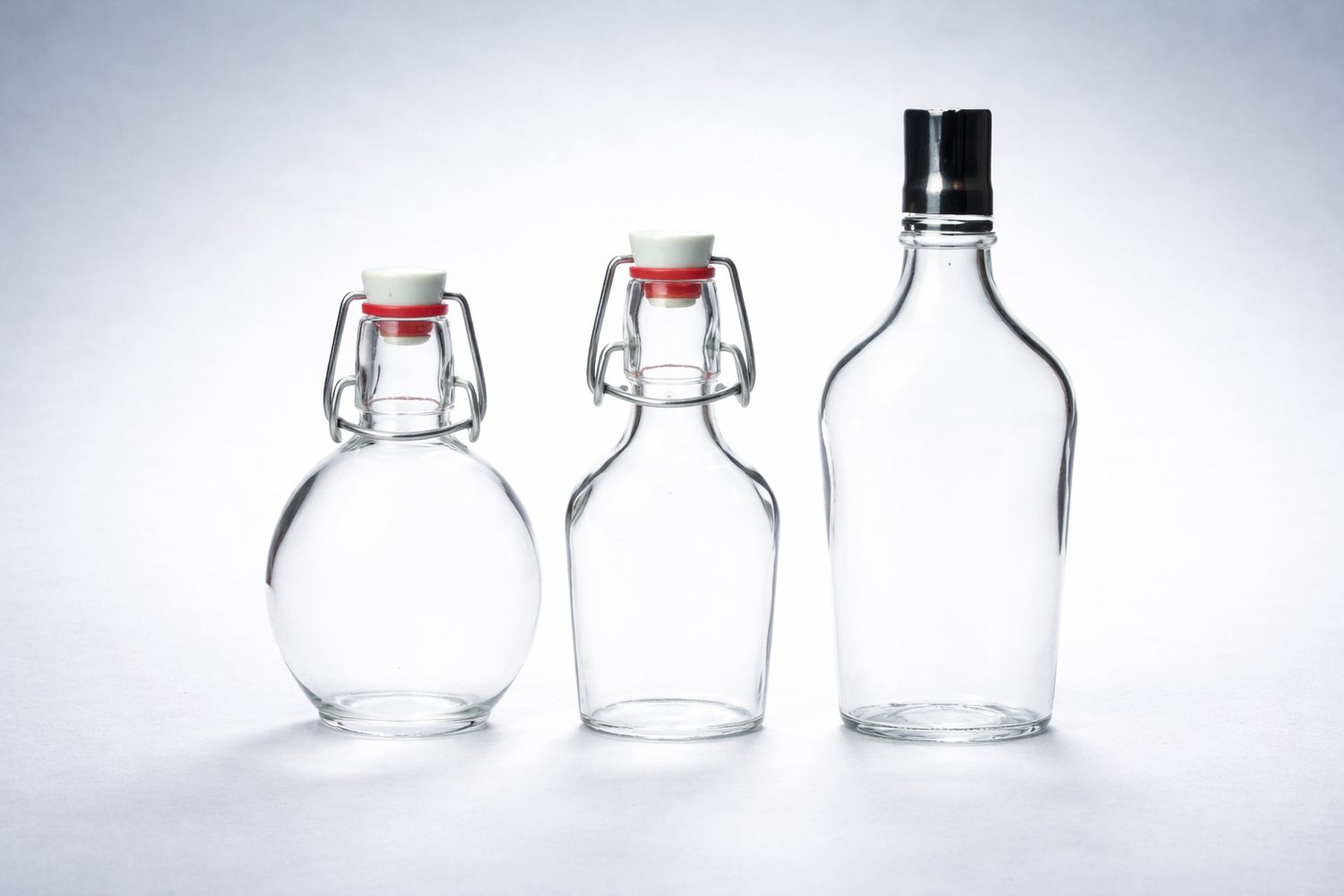 Glasflasche Hosentasche aus klarem Glas in drei Varianten, gravierbar