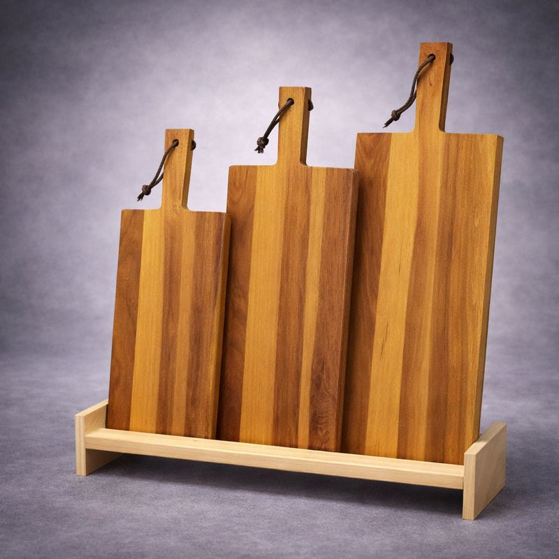 Schneidebrett aus Akazienholz mit Griff in drei Größen, gravierbar