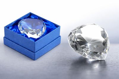 Kristall Glasherz mit Diamantschliff in Geschenkbox