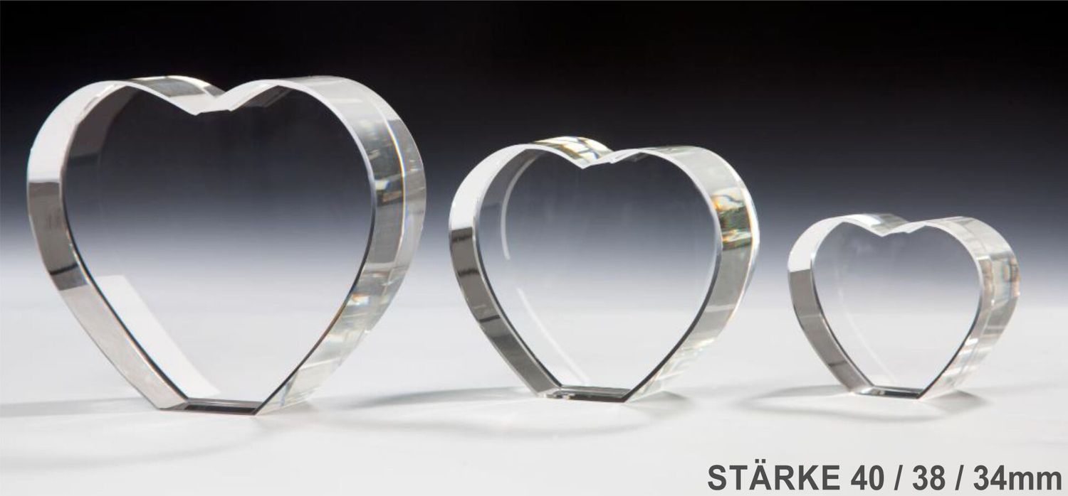 Kristallherzen  in verschiedenen Größen inkl. Geschenketui