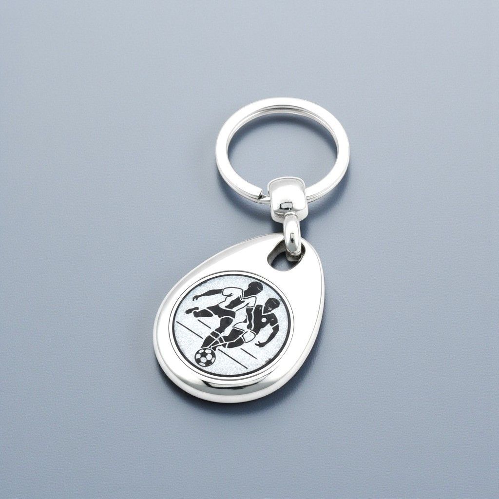 Schlüsselanhänger Metall mit Einkaufswagenchip, ab € 3,60 Metall Schlüsselanhänger mit Einkaufswagenchip und Emblem