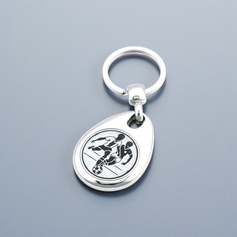 Metall Schlüsselanhänger mit Einkaufswagenchip und Emblem