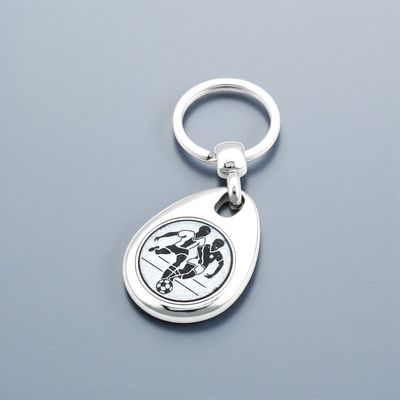 Metall Schlüsselanhänger mit Einkaufswagenchip und Emblem