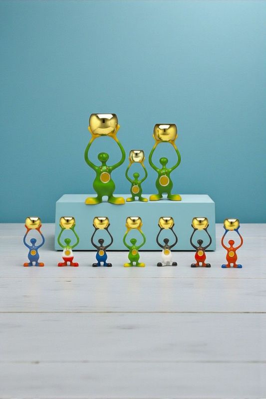 Sportartneutrale Trophyfigur Funny Bibo mit Metallschale und Medaille in drei Größen