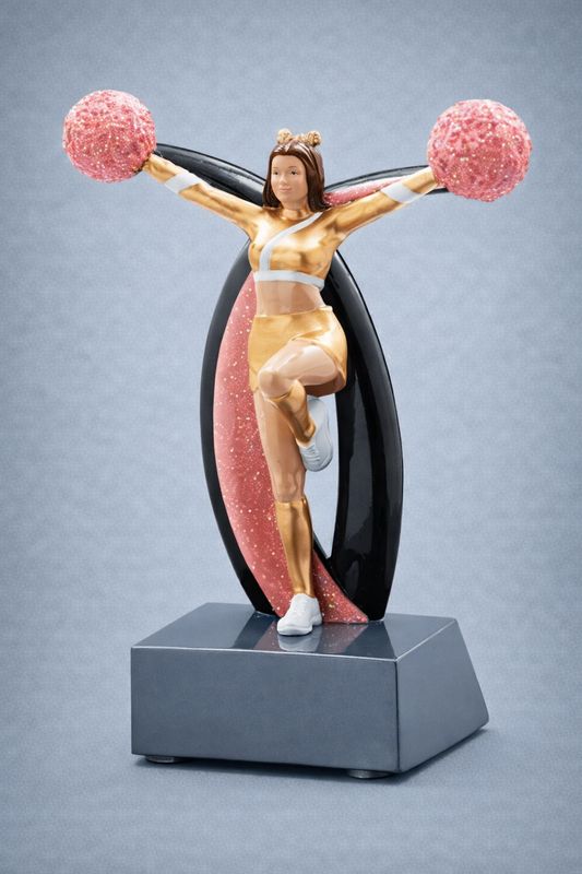 Cheerleader Resinfigur 130 mm mit schwarzem Sockel und Gravurschild
