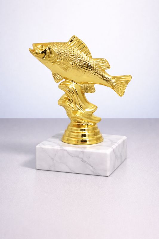 Schraubfiguren Angeln in Gold für Pokale und Trophäen