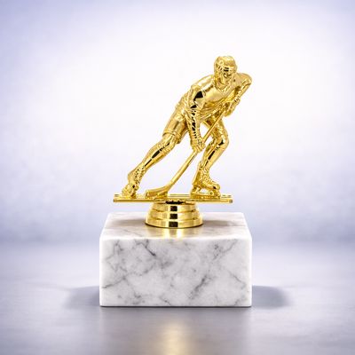 Eishockeyspieler Schraubfigur auf Marmorsockel