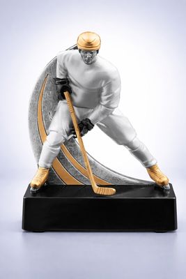 Eishockey Resinfigur Spieler auf schwarzem Sockel