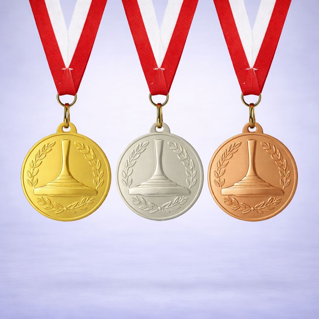 Stocksport Medaille Eisstock Gold Silber Bronze