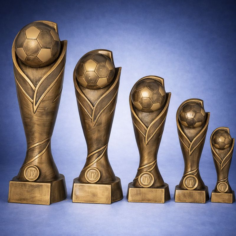 Fußballpokal Titan Cup Resin Trophy mit Ball 5er Serie Turnierpokal Greinecker Pokale Salzburg