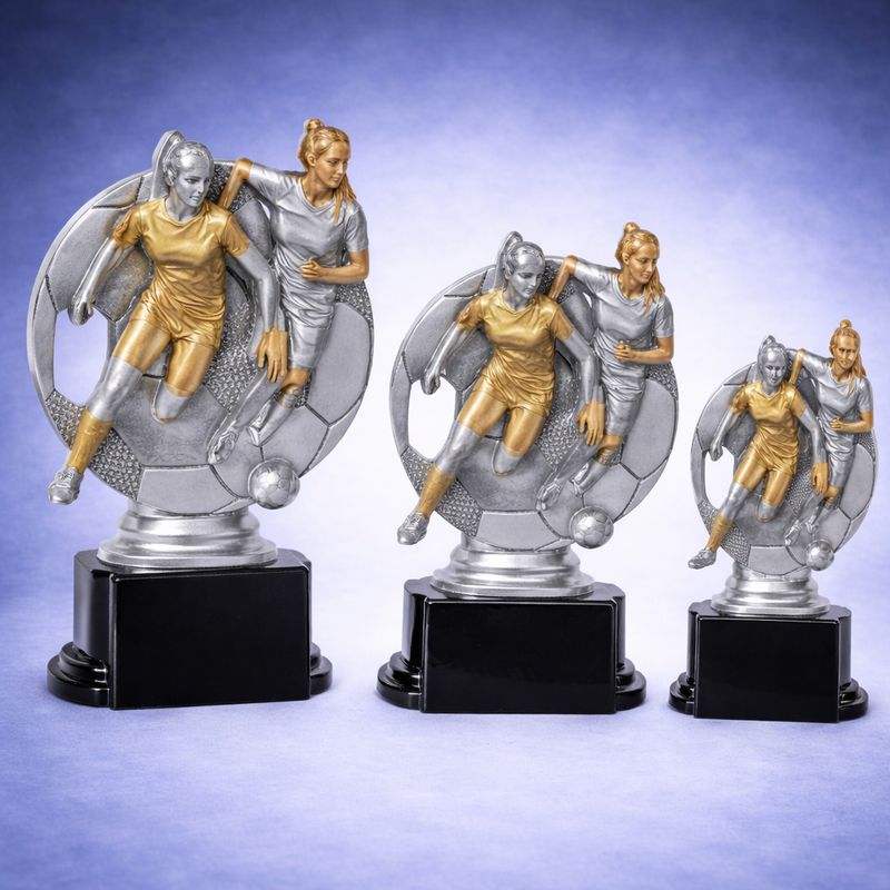 Fußballtrophäe Soccer Queens Damen Fußball Resin Pokal mit Spielerinnen Greinecker Pokale Salzburg