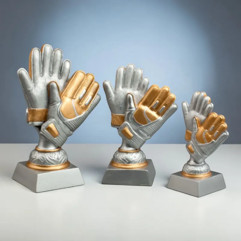 Torwart Fußballtrophäe Safe Hands mit Torwarthandschuhen Resin Greinecker Pokale Salzburg