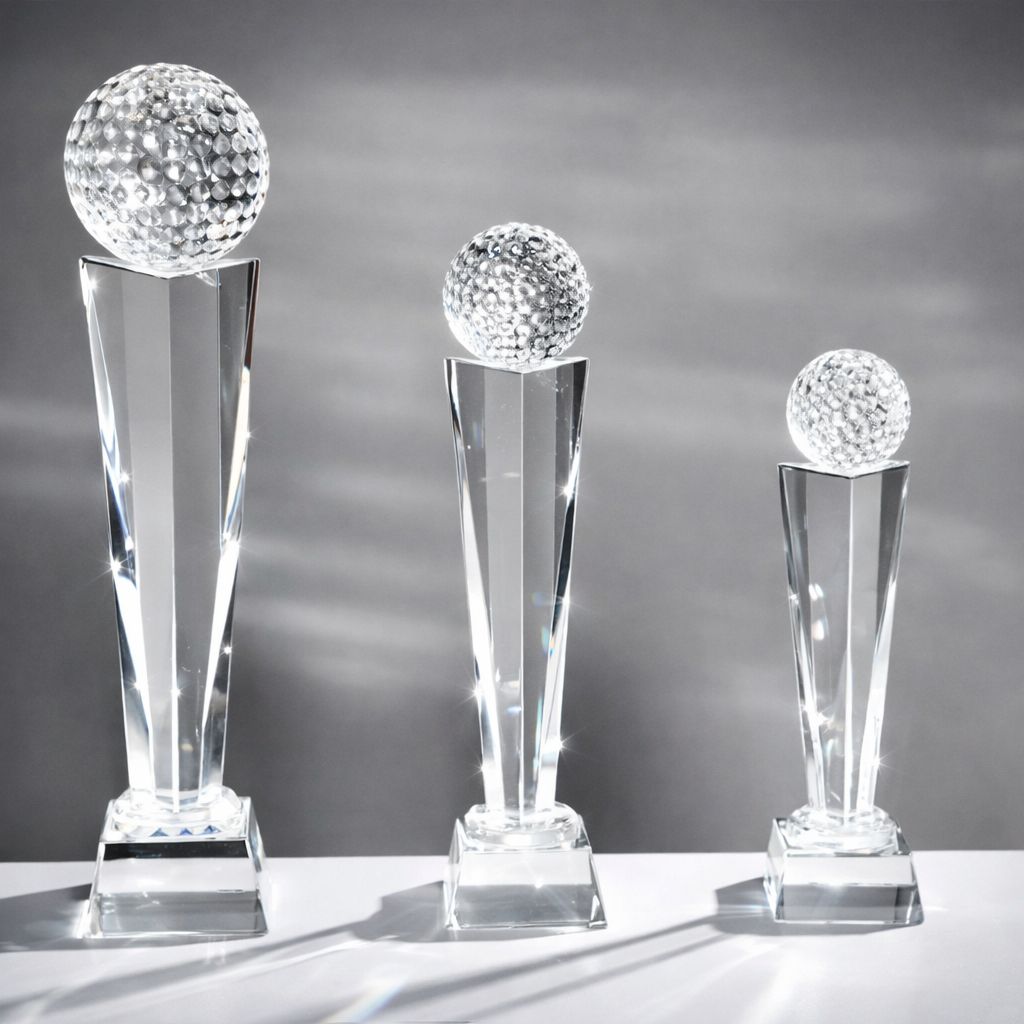 Golfaward Crystal Champion aus Glas mit Kristallglas-Golfball