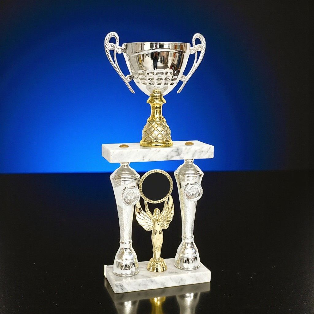 Säulenpokal Victoria groß mit Marmorsockel Gravur Emblem