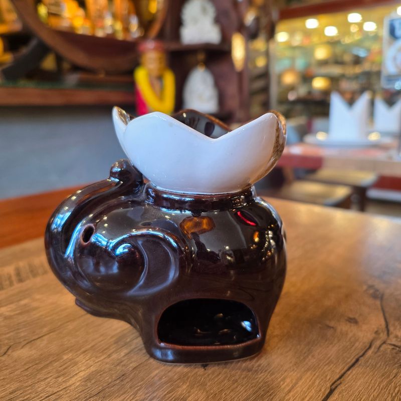 Ceramic Aroma Oil Burner - Cappuccino Elephant