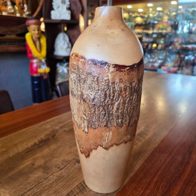 Carved wood Vase 36cm - E