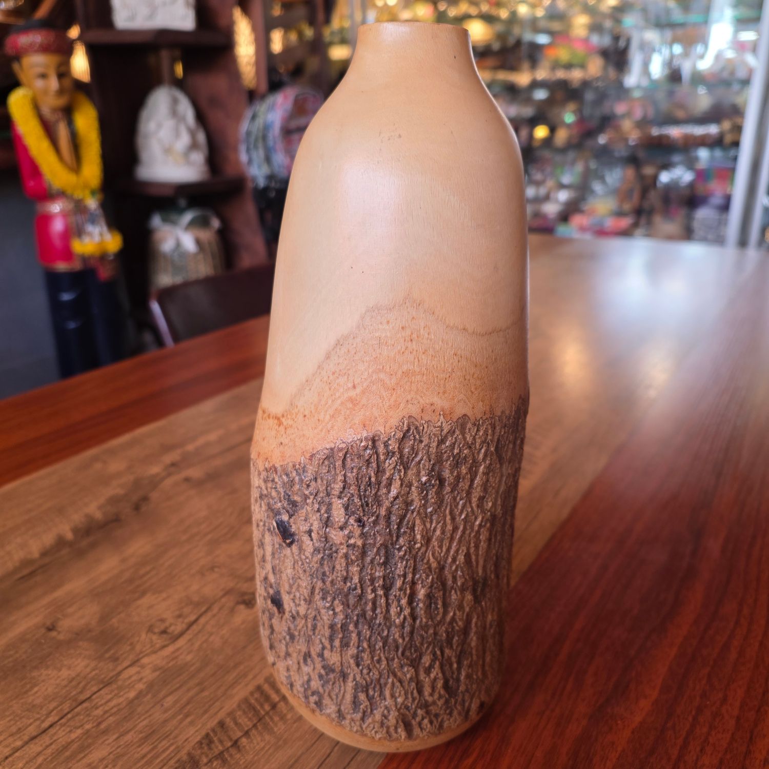 Carved wood Vase 31cm - C