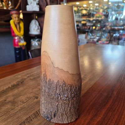 Carved wood Vase 31cm - B