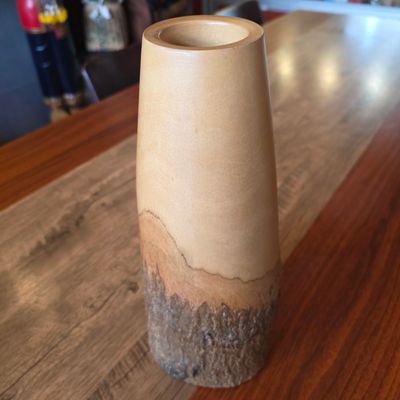 Carved wood Vase 31cm - B