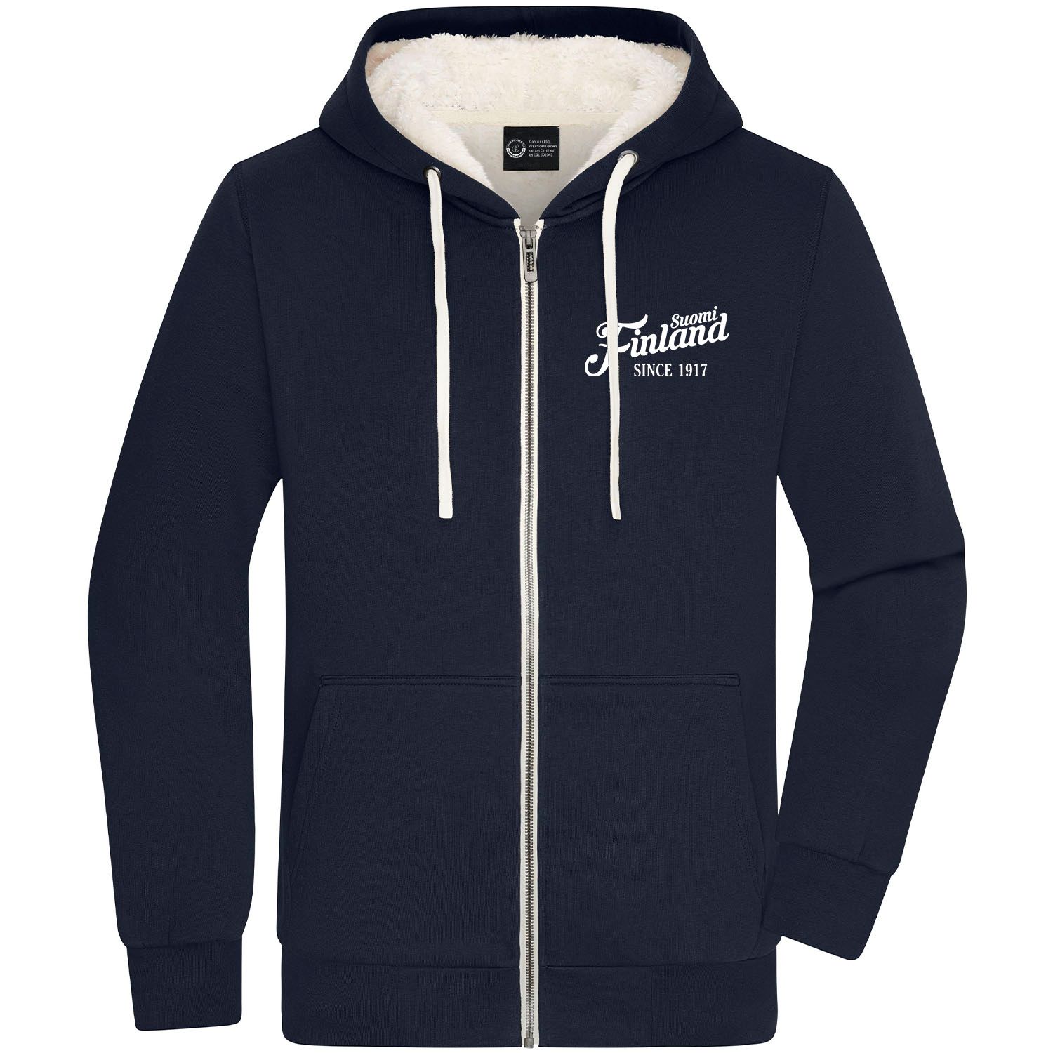"Suomi Finland - since 1917" Zip-Jacket mit kuscheligem Sherpa-Futter (Teddy-Look)