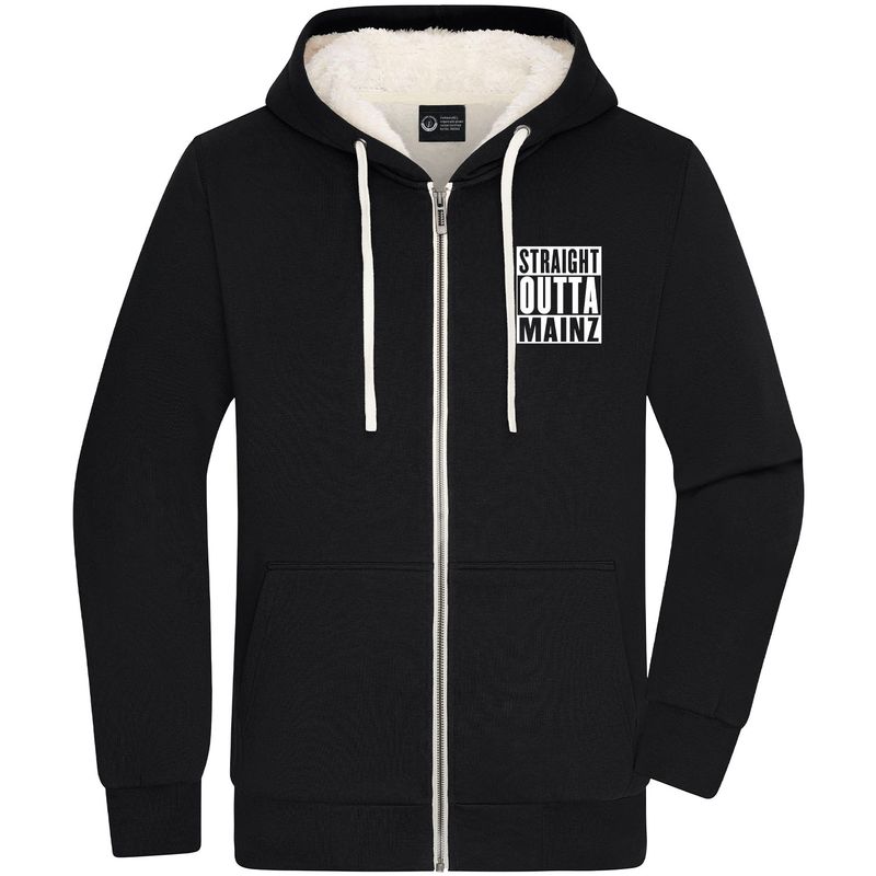 "Straight outta Mainz" Zip-Jacket mit kuscheligem Sherpa-Futter (Teddy-Look)