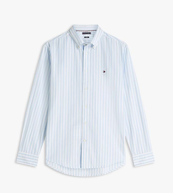 Shirt with magnetic buttons - blue-white striped