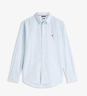 Shirt with magnetic buttons - blue-white striped