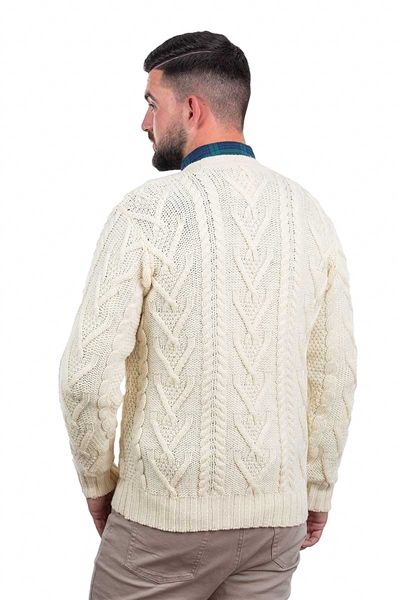 Men's Aran Cable Cardigan - Natural