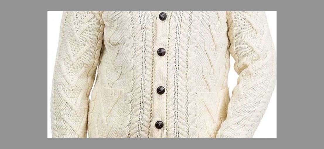 Men's Aran Cable Cardigan - Natural