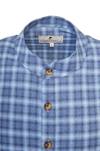 Men’s Blue &amp; White Plaid Flannel Nightshirt