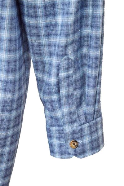 Men’s Blue &amp; White Plaid Flannel Nightshirt