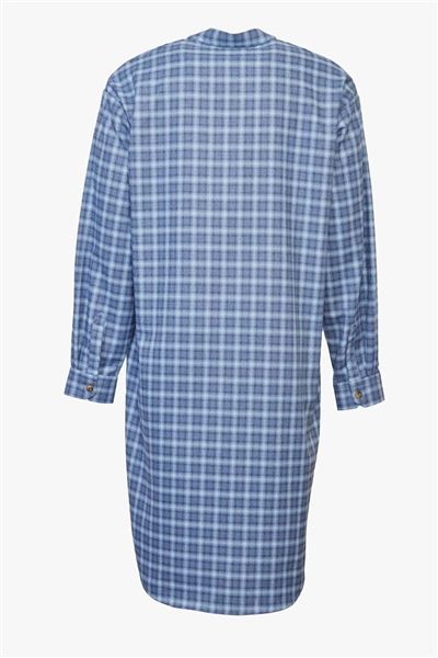 Men’s Blue &amp; White Plaid Flannel Nightshirt