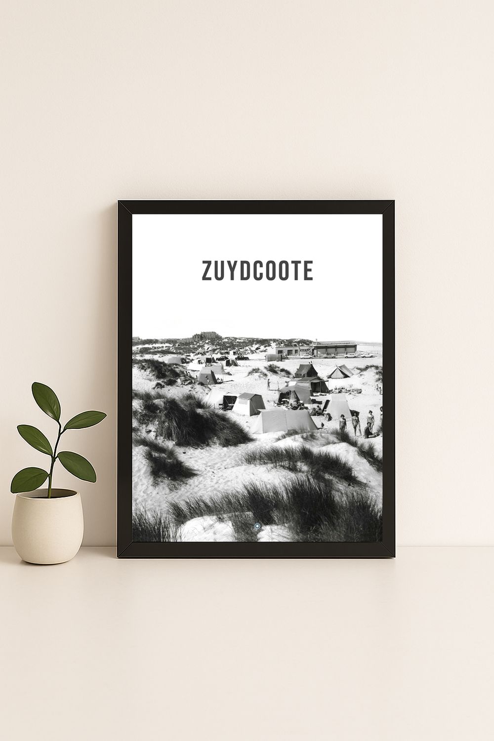 Affiche rétro noir et blanc Zuydcoote : Dunkerque · cote d'opale, Hauts-de-France