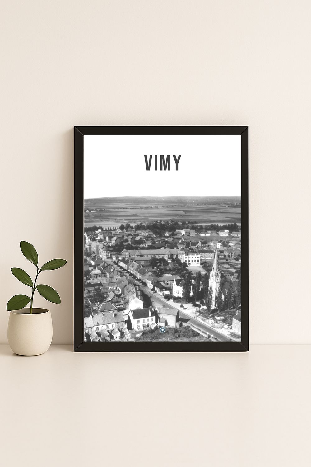 Affiche rétro noir et blanc Vimy : vue aerienne, Hauts-de-France