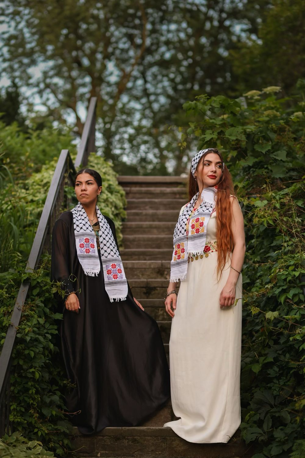 Gold &amp; Red Tatreez Keffiyeh