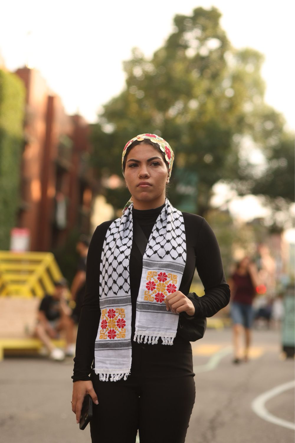 Gold &amp; Red Tatreez Keffiyeh