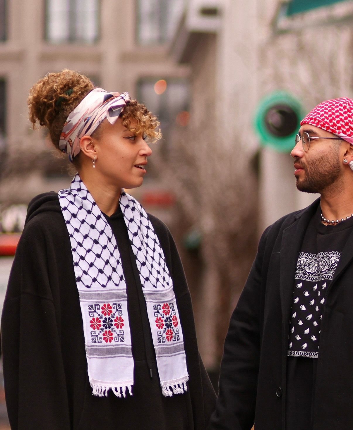Black &amp; Red Tatreez Keffiyeh
