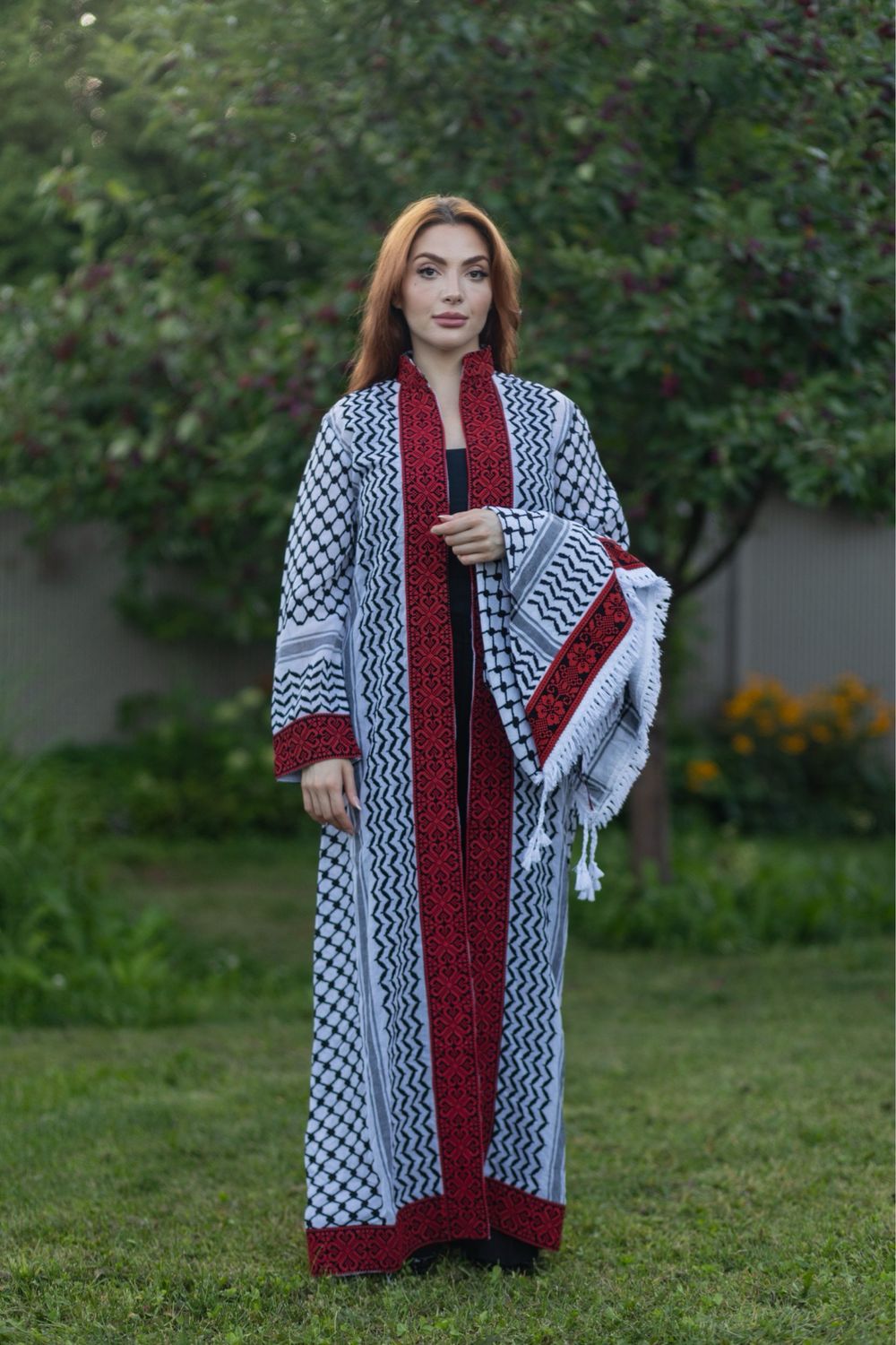 Red Flowers Kufiya Abaya &amp; Kufiya