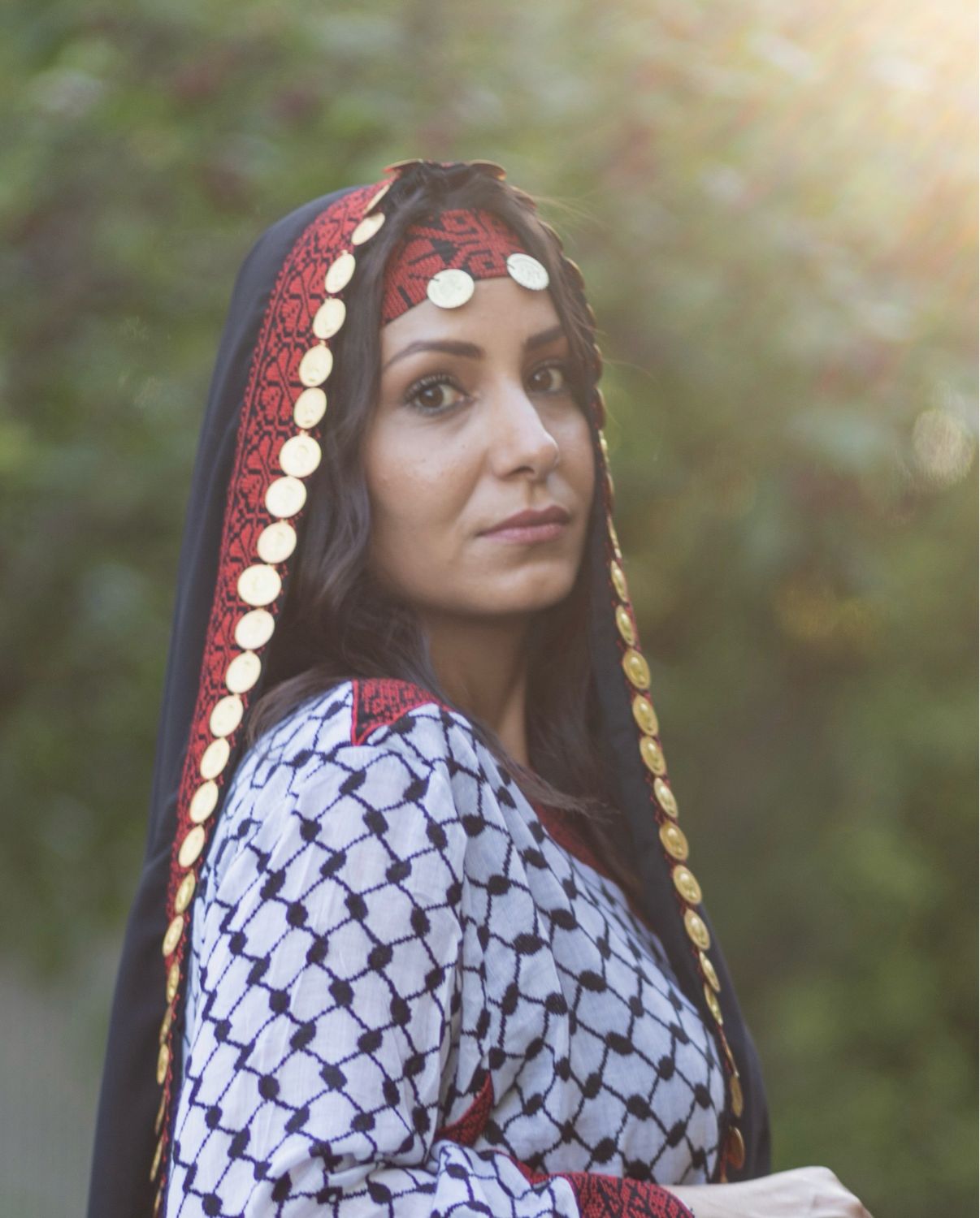 Tatreez Hairband &amp; Veil With Coins