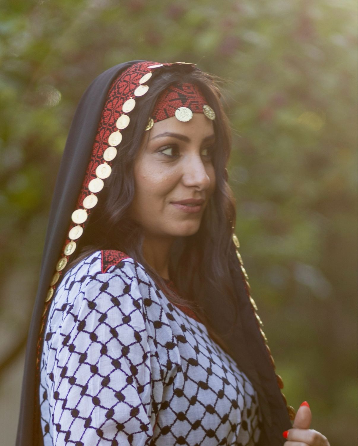 Tatreez Hairband &amp; Veil With Coins