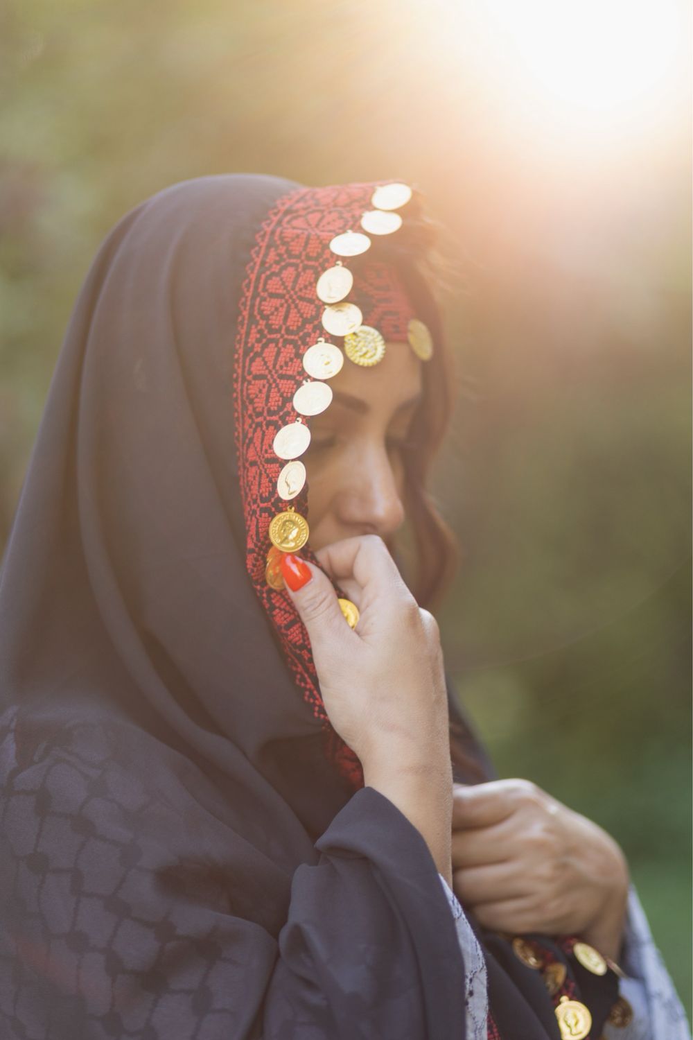 Tatreez Hairband &amp; Veil With Coins