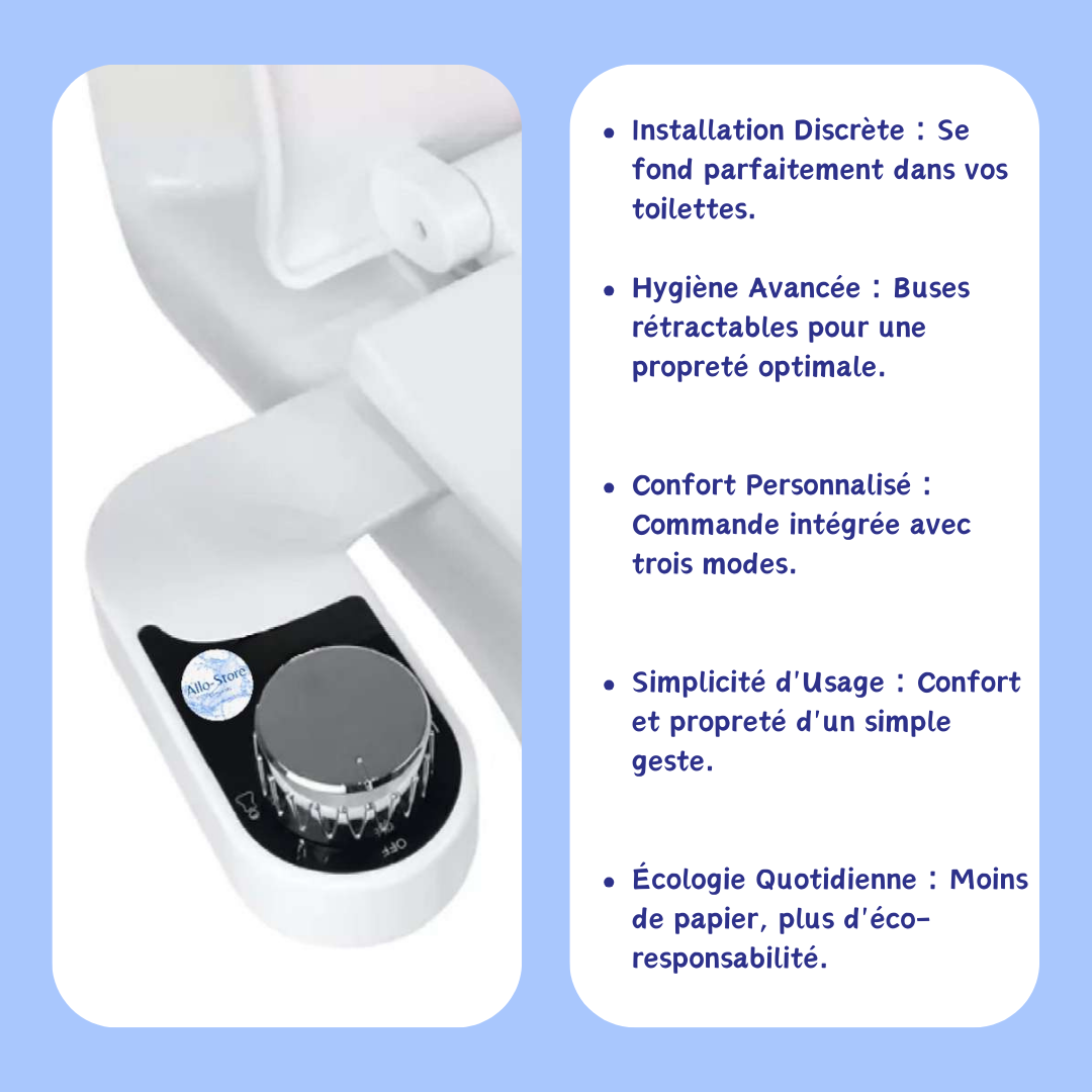 Bidet de Toilettes Allo-Store avec Buses Rétractables et Commandes Intégrées