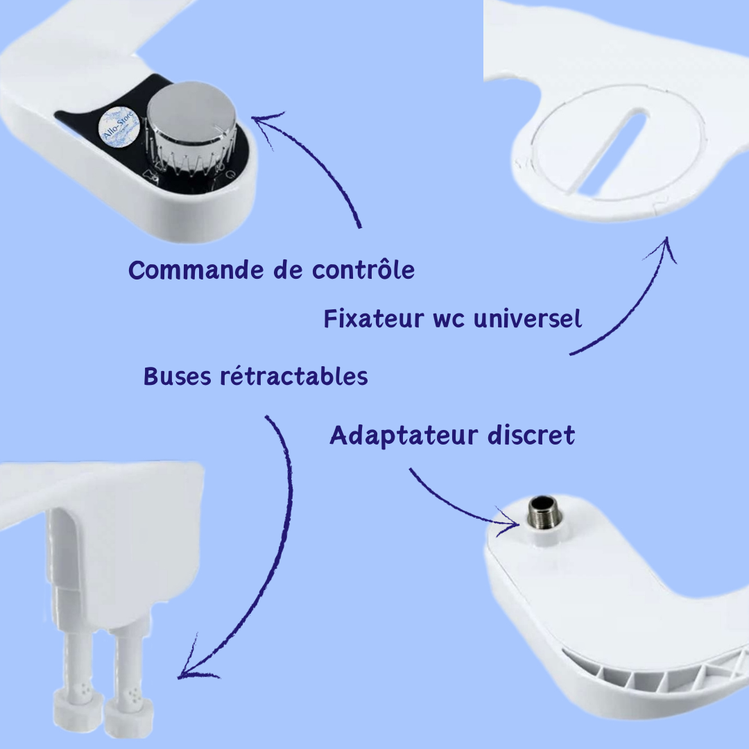 Bidet de Toilettes Allo-Store avec Buses Rétractables et Commandes Intégrées