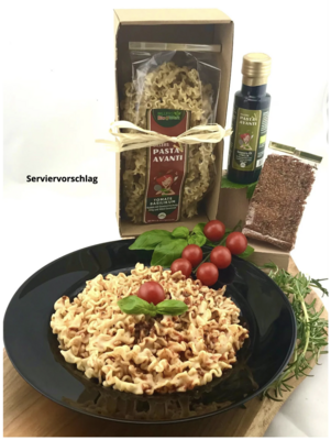 Billers Bio Pasta Avanti Geschenkset / Pasta Set Deluxe Tomate Basilikum + Gewürzmischung +Öl