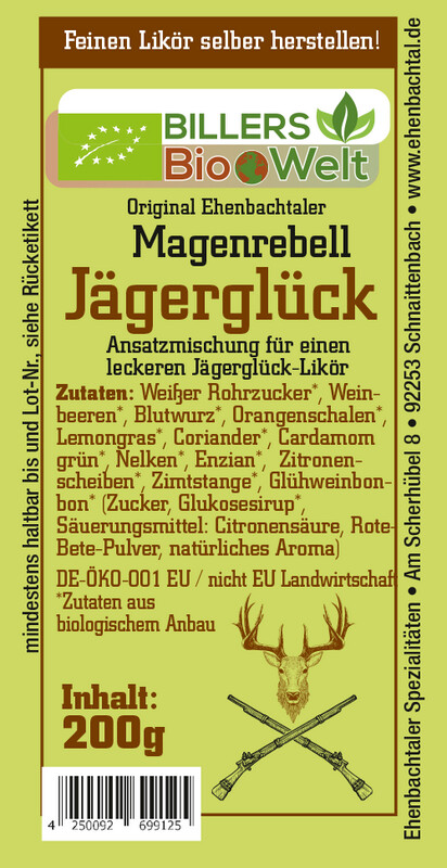 Erich Biller Bio Magenrebell Jägerglück Erich Biller Bio Magenrebell Jägerglück Etikett