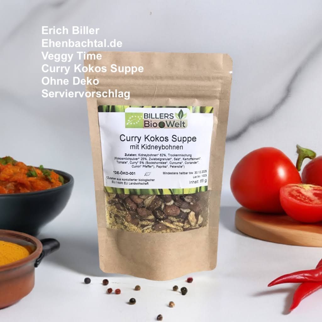 Erich Biller Bio Veggy Time Curry Kokos Suppe mit Kidneybohnen