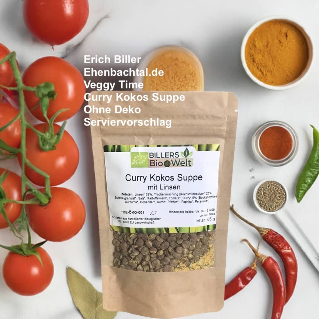 Erich Biller Bio Veggy Time Curry Kokos Suppe mit Linsen